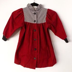 Vtg 80s Red and Black Checked Flannel Dress